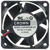 CROWN AGE06025B12U 12V 0.40A 2 Wires Axial Cooling Fan