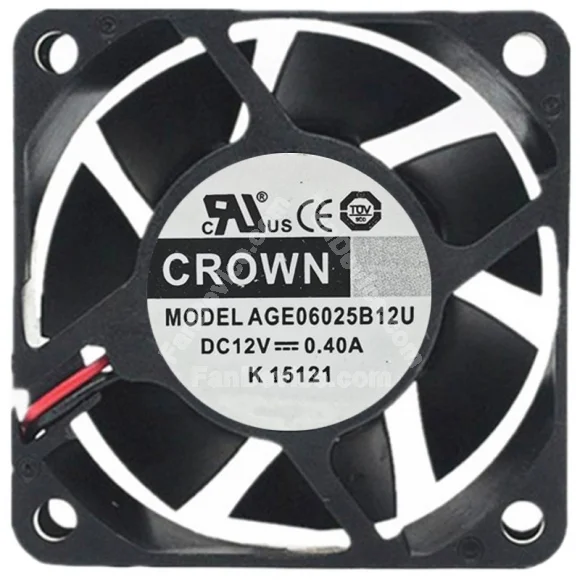 CROWN AGE06025B12U 12V 0.40A 2 Wires Axial Cooling Fan