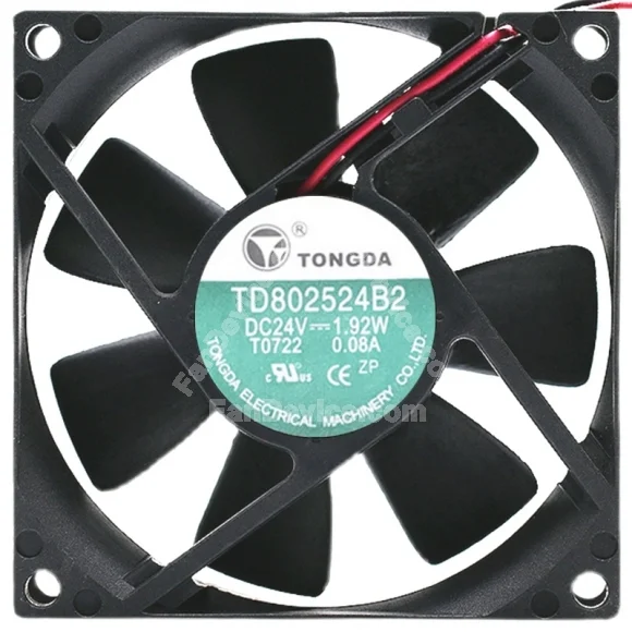 TONGDA TD802524B2 24V 0.08A 1.92W 2 Wires Axial Cooling Fan