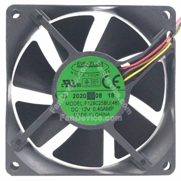 EVERFLOW F128025BU 12V 0.40AMP 4 Wires Axial Cooling Fan