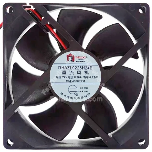DELIXI DHAZL9225H24B 24V 0.28A 6.72W 2 Wires Cooling Fan