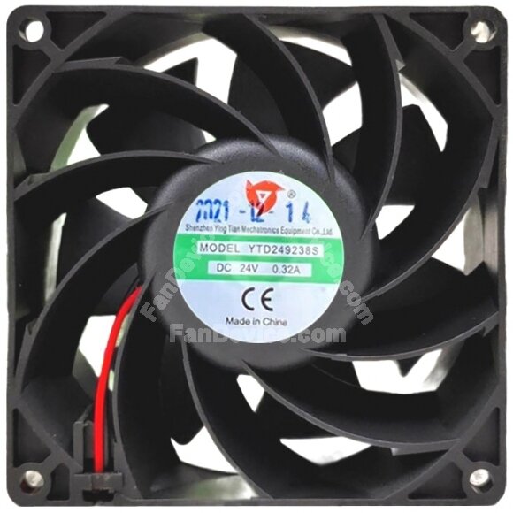 YTD YTD249238S 24V 0.32A 2 Wires Axial Cooling Fan