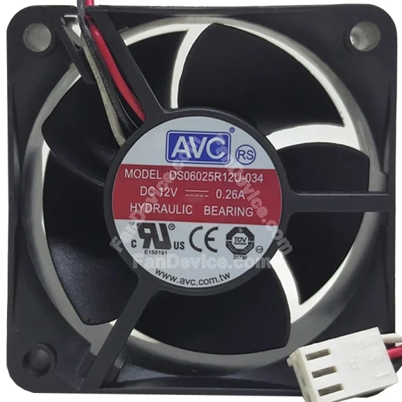 AVC DS06025R12U-034 12V 0.26A 3 Wires Axial Cooling Fan