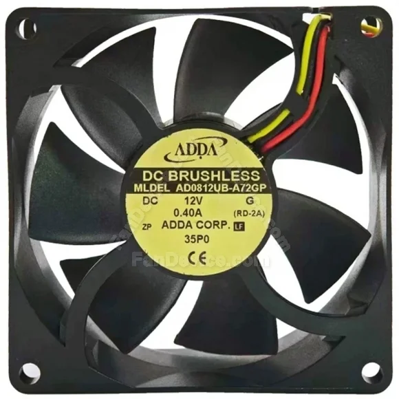 ADDA AD0812UB-A72GP 12V 0.40A DC Brushless 3 Wires Axial Cooling Fan