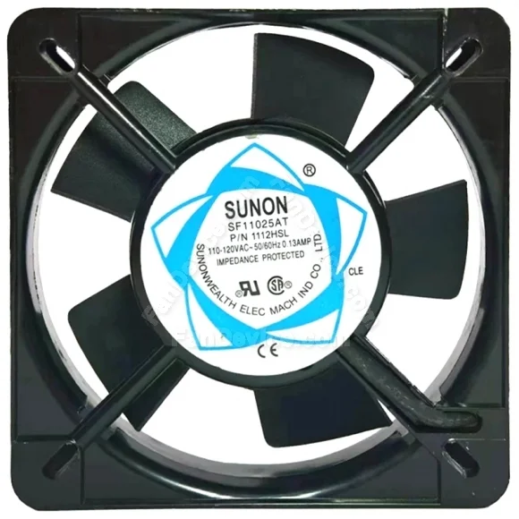 Sunon 1112HSL 110-120V 0.13AMP 2 Wires Impedance Protected Cooling Fan