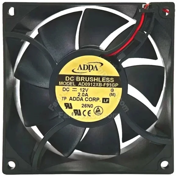 ADDA AD0912XB-F91GP DC Brushless 12V 2.0A 2 Wires Axial Cooling Fan