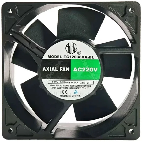 JIULONG TG12038HA2BL AC 220V 0.14A 22W 2 Wires Axial Cooling Fan