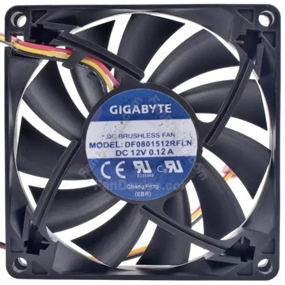 GIGABYTE DF0801512RFLN 12V 0.12A DC Brushless 3 Wires Cooling Fan