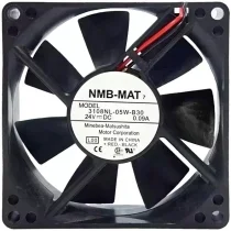 NMB-MAT 3108NL-05W-B30 DC 24V 0.09A 2 Wires Axial Cooling Fan