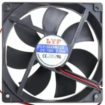 LYF LY-1225M12S DC 12V 0.25A 2 Wires Axial Cooling Fan