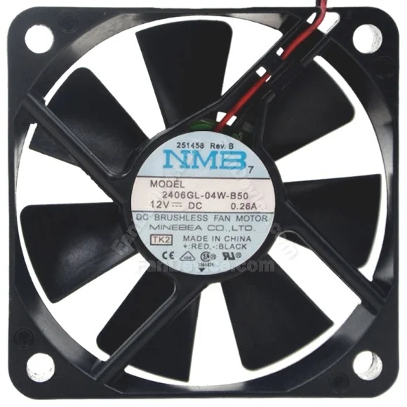 NMB 2406GL-04W-B50 12V 0.26A DC Brushless 2 Wires Axial Cooling Fan