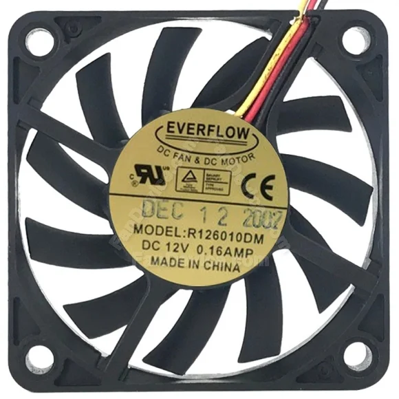 EVERFLOW R126010DM DC 12V 0.16AMP 3 Wires Axial Cooling Fan