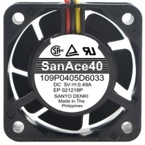 Sanyo 109P0405D6033 DC 5V 0.49A 3 Wires Axial Cooling Fan
