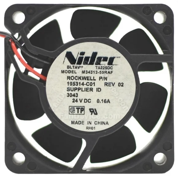 Nidec M34313-55RAF DC 24V 0.16A 2 Wires Axial Cooling Fan