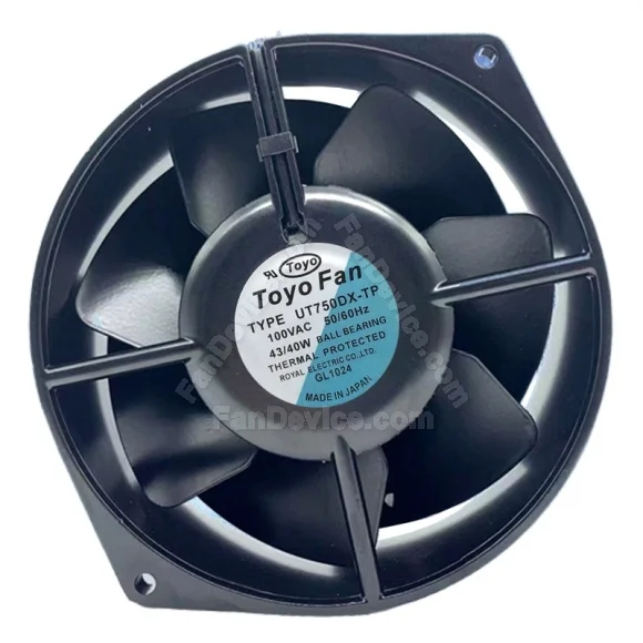 TOYO FAN UT750DX-TP 100V 43/40W Ball Bearing Thermal Protected Cooling Fan