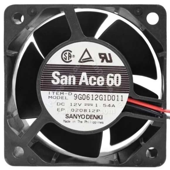Sanyo 9G0612G1D011 DC 12V 1.54A 2 / 3 Wires Axial Cooling Fan