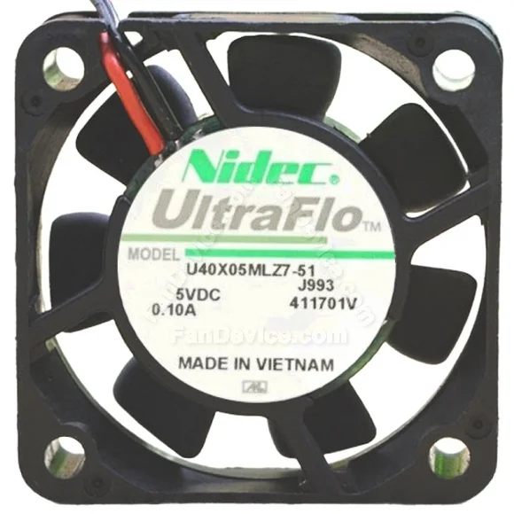Nidec U40X05MLZ7-51 DC 5V 0.10A 2 Wires Axial Cooling Fan