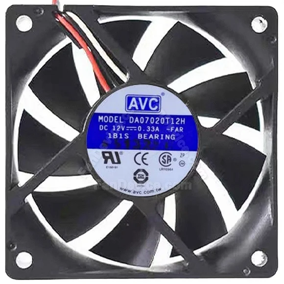 AVC DA07020T12H DC 12V 0.33A 3 Wires Ball Bearing Cooling Fan