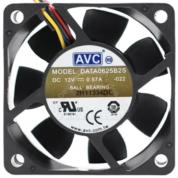 AVC DATA0625B2S DC 12V 0.57A 3 / 4 Wires Ball Bearing Cooling Fan
