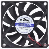 JAMICON KF0715B1HR-R DC 12V 0.33A 2 Wires Ball Bearing Cooling Fan