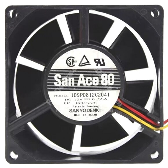 Sanyo Denki 109P0812C2041 DC 12V 0.55A 3 Wires Axial Cooling Fan