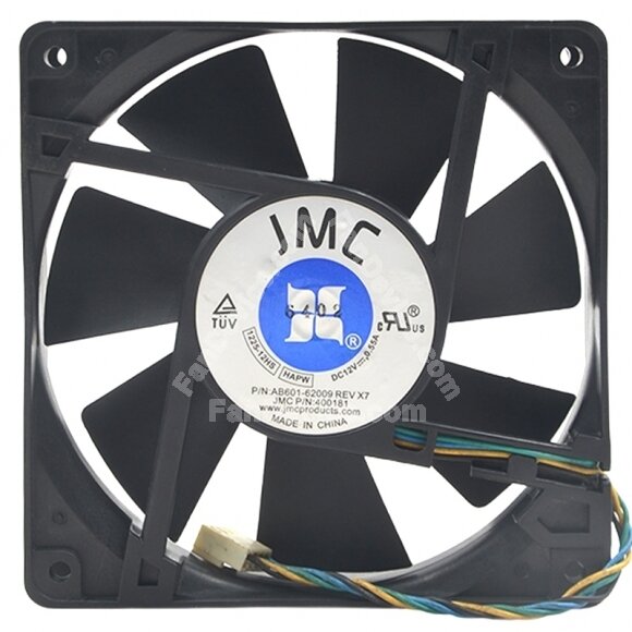 JMC 1225-12HS AB601-62009 DC 12V 0.55A 4 Wires Axial Cooling Fan