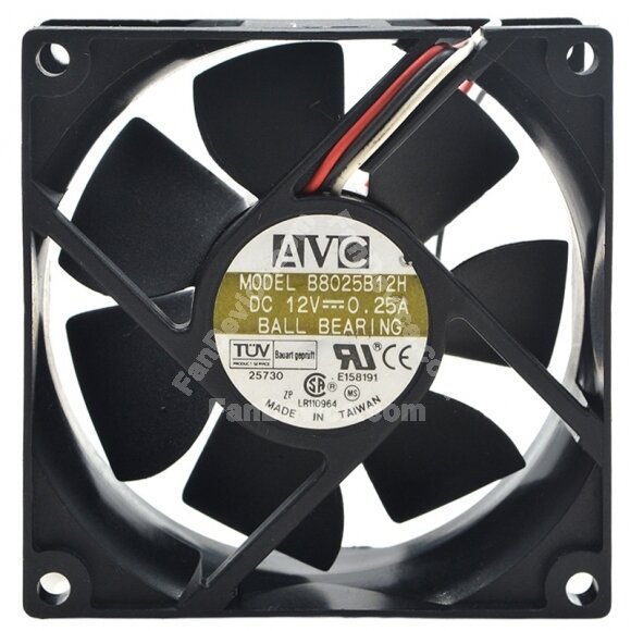 AVC B8025B12H DC 12V 0.25A 3 Wires Ball Bearing Axial Cooling Fan