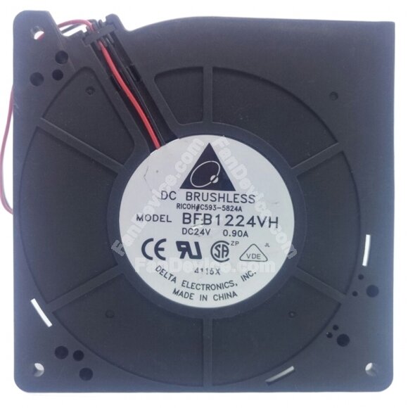 Delta BFB1224VH DC 24V 0.90A 2 Wires Brushless Blower Cooling Fan