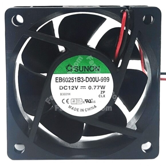 Sunon EB60251B3-D00U-999 DC 12V 0.77W 6025 2 Wires Axial Cooling Fan