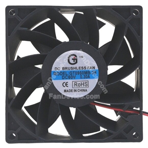 GT0960MB-38 DC 60V 0.30A 2 Wires 9038 Brushless Axial Cooling Fan
