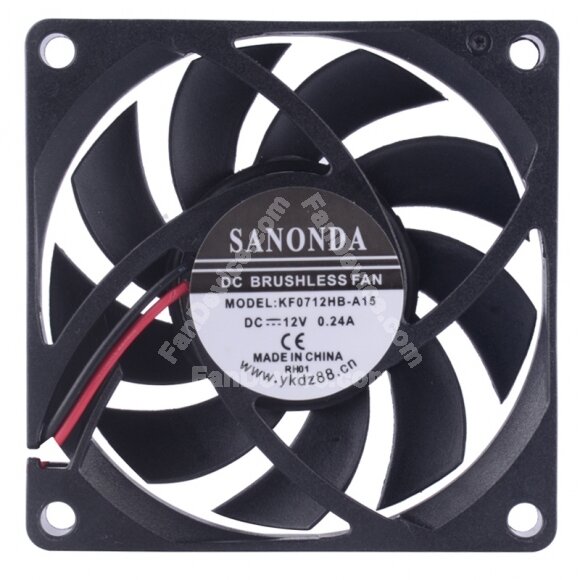 SANONDA KF0712HB-A15 DC 12V 0.24A 2 Wires Brushless Axial Cooling Fan