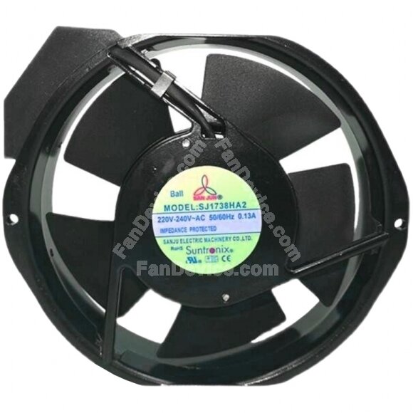 SAN JUN SJ1738HA2 AC 220V-240V 0.13A 2 Wires Axial Cooling Fan