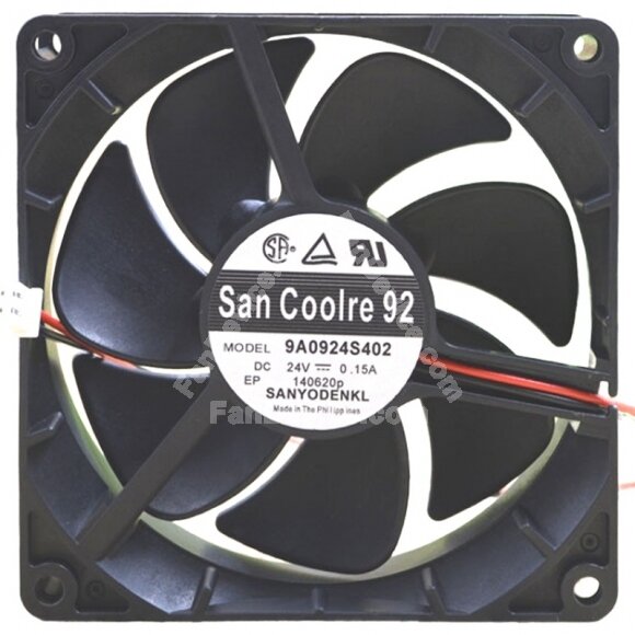 Sanyo Denki 9A0924S402 DC 24V 0.15A 2 Wires Axial Cooling Fan
