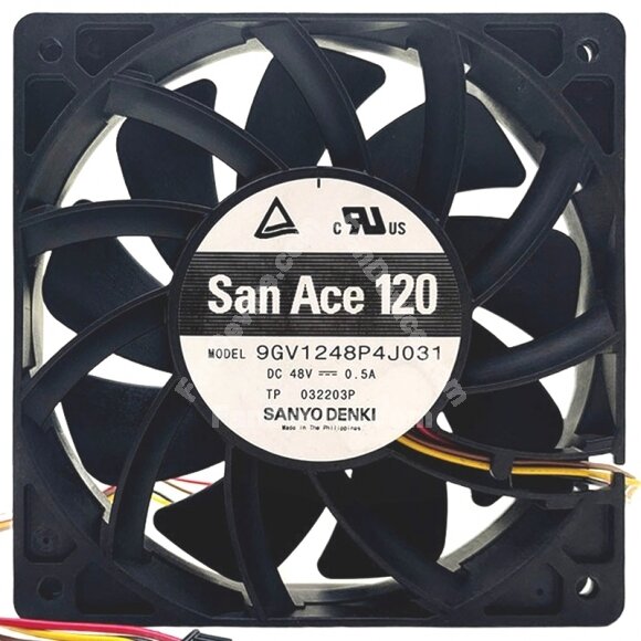 Sanyo Denki 9GV1248P4J031 DC 48V 0.5A 12025 Axial Cooling Fan