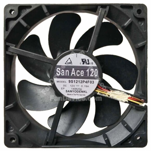 Sanyo Denki 9S1212P4F03 DC 12V 0.19A 4 Wires PWM Axial Cooling Fan
