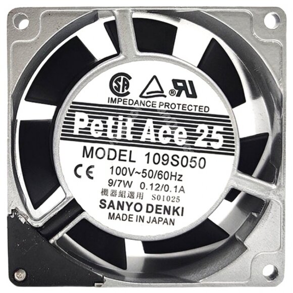 Sanyo Denki 109S050 AC 100V 0.12/0.1A 9/7W Impedance Protected Cooling Fan