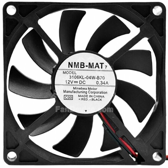 NMB-MAT 3106KL-04W-B70 DC 12V 0.34A 2 Wires Axial Cooling Fan
