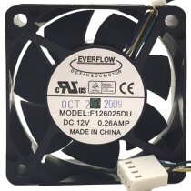 EVERFLOW F126025DU DC 12V 0.26AMP 4 Wires PWM Axial Cooling Fan
