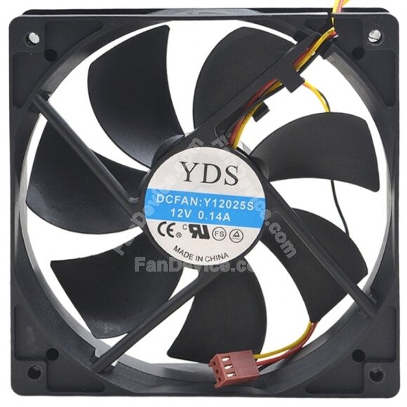 YDS Y12025S DC 12V 0.14A 3 Wires Axial Cooling Fan