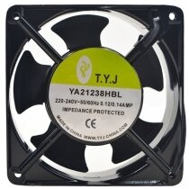 TYJ YA21238HBL AC 220-240V 0.12/0.14AMP Impedance Protected Axial Fan
