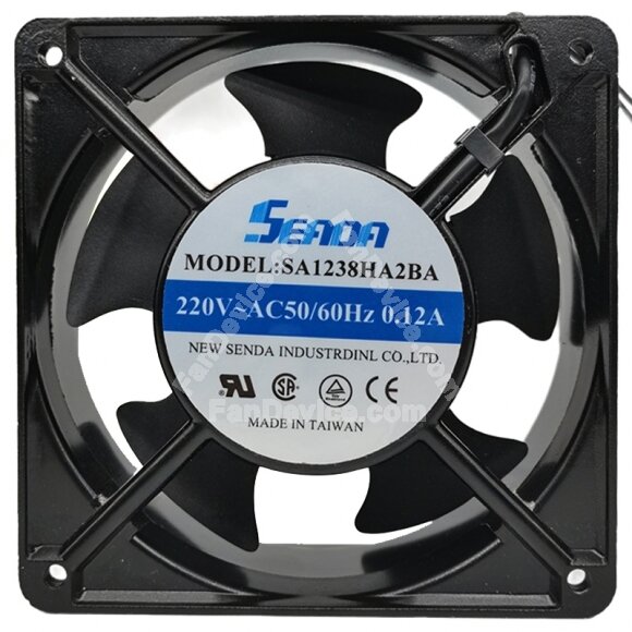 SENDA SA1238HA2BA AC 220V 0.12A 2 Wires Axial Cooling Fan