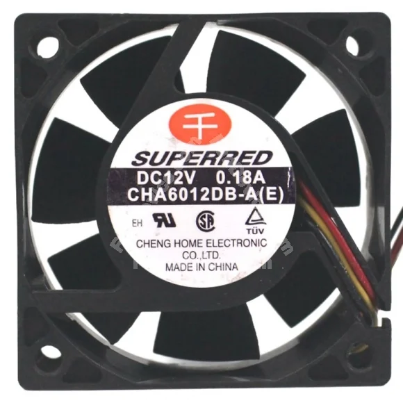 SuperRed CHA6012DB-A DC 12V 0.18A 3 Wires 6025 Axial Fan