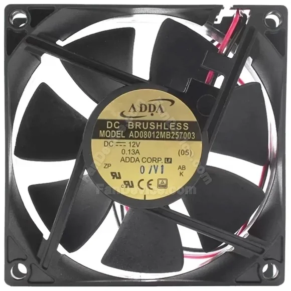 ADDA AD08012MB257003 12V 0.13A 2 Wires Axial DC Brushless Cooling Fan