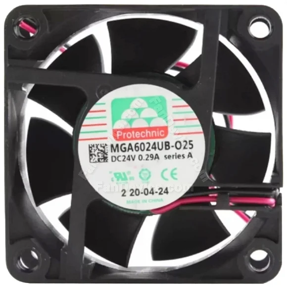 Protechnic MGA6024UB-O25 DC 24V 0.29A 2 Wires Axial Cooling Fan