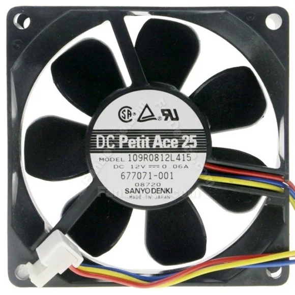 Sanyo 109R0812L415 DC 12V 0.06A 3 Wires Axial Cooling Fan