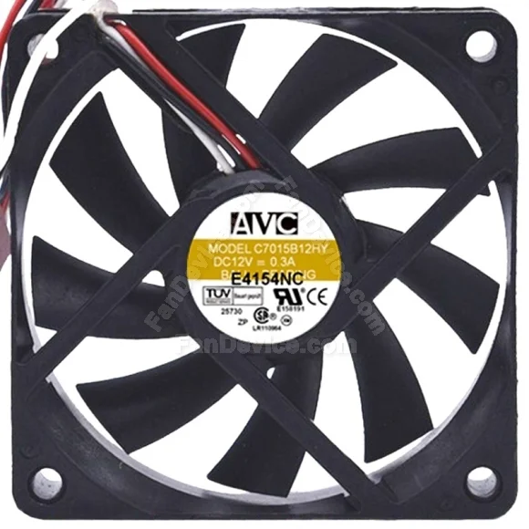 AVC C7015B12HY 12V 0.3A 3 Wires Ball Bearing Axial Cooling Fan