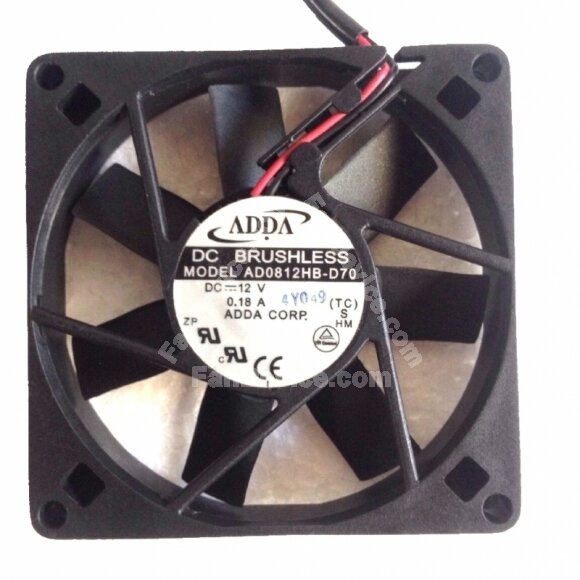 ADDA AD0812HB-D70 DC 12V 0.18A 2 Wires Axial Cooling Fan