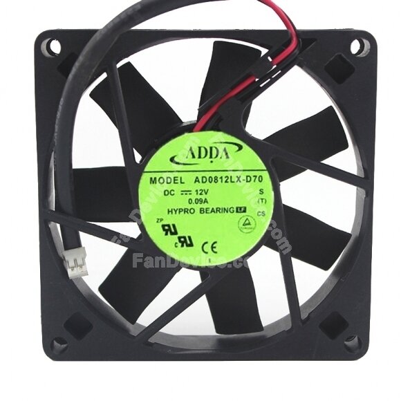 ADDA AD0812LX-D70 DC 12V 0.09A 2 Wires Axial Cooling Fan