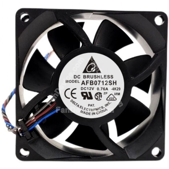 Delta AFB0712SH DC 12V 0.76A 2 Wires / 3 Wires / 4 Wires Axial Cooling Fan