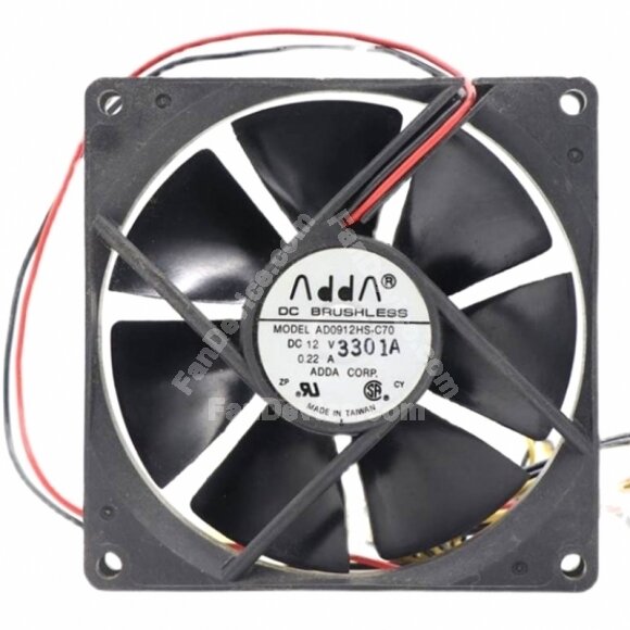 ADDA AD0912HS-C70 DC 12V 0.22A 2 Wires Axial Cooling Fan